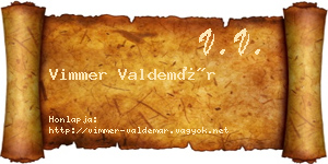 Vimmer Valdemár névjegykártya